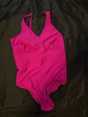 Aqua Green Fuchsia One-Piece Swimsuit Sz 22